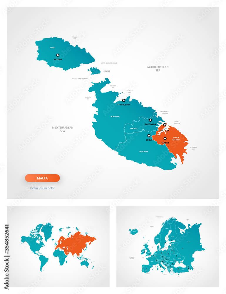 Editable Template Of Map Of Malta With Marks Malta On World Map And On 1000 F 354852641 Zt8HJgkafcFtvQGvTmtOlGpgSaTZ31gt