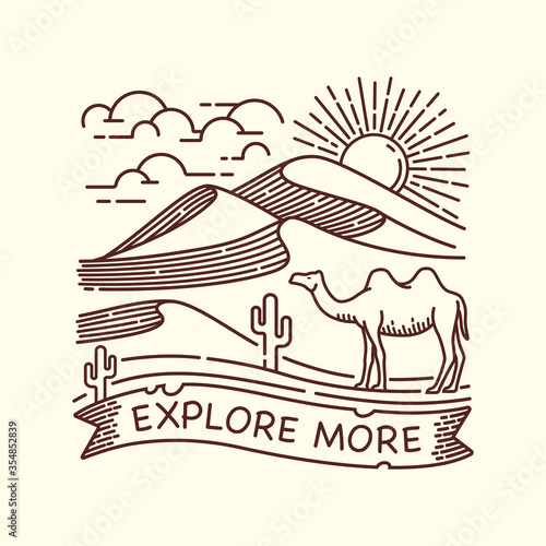 desert landscape line illustration