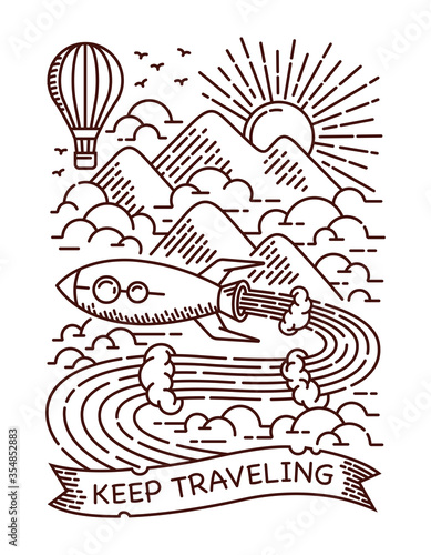 keep traveling line illustration