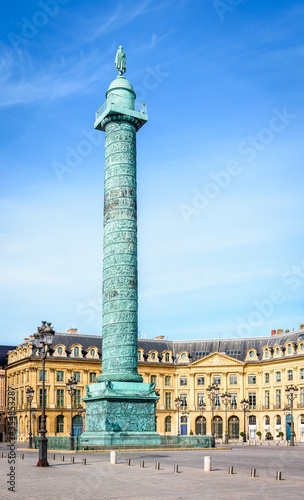 Photography The Vendôme column stands at the center of the place Vendôme, one of the most luxurious squares in Paris, France, lined with luxury boutiques and hotels and private mansions