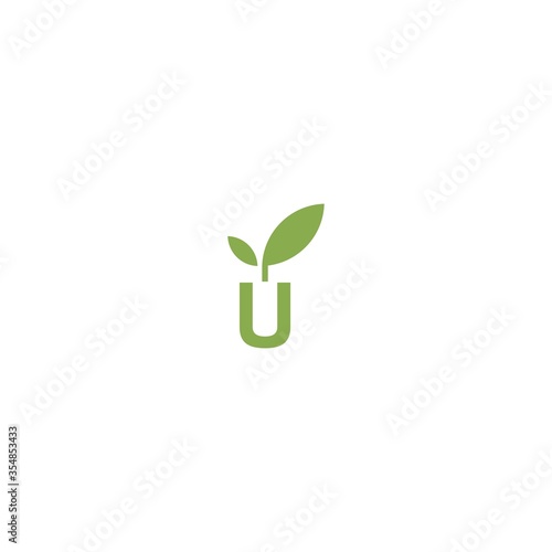 letter u and plant vector illustration