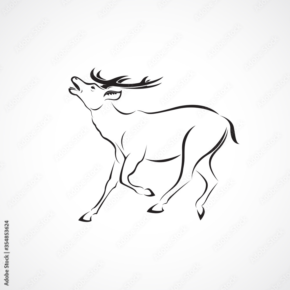 Fototapeta premium Vector of a deer design on white background. Wild Animals. Easy editable layered vector illustration.
