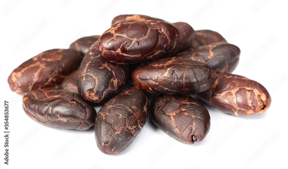 peeled cocoa beans isolated on white background peeled cocoa beans isolated on white background