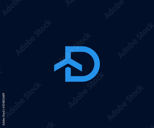 Letter D with home logo icon design vector