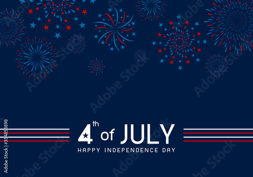 4th of july Happy Independence day design of fireworks on blue background vector illustration