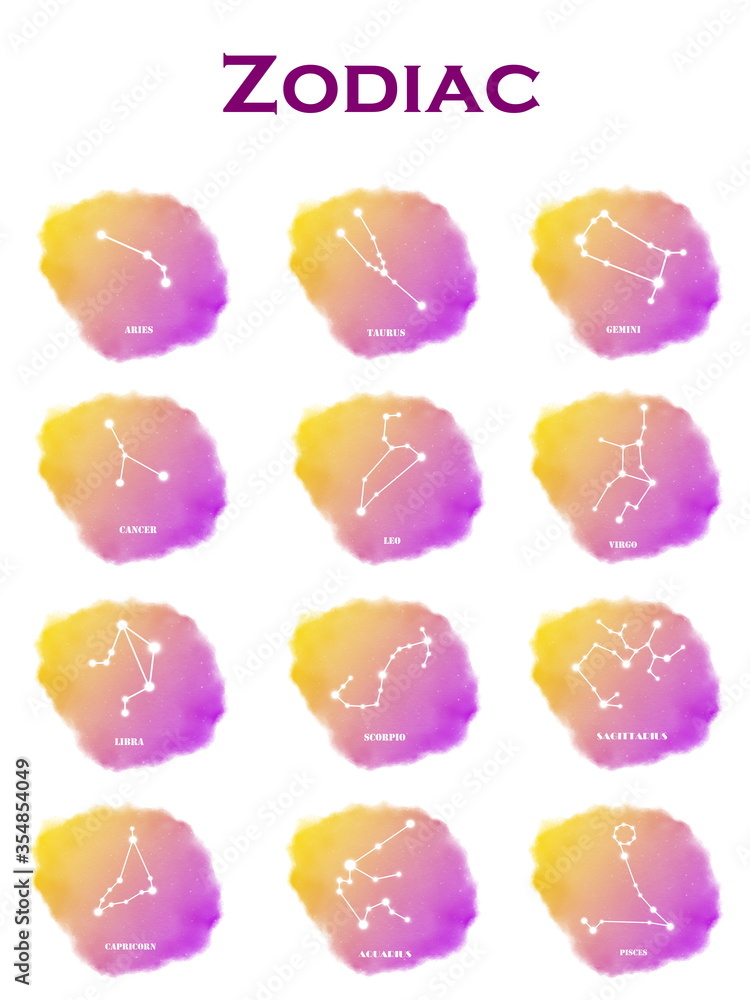 Collection of zodiac sings on white background Collection of zodiac sings on white background