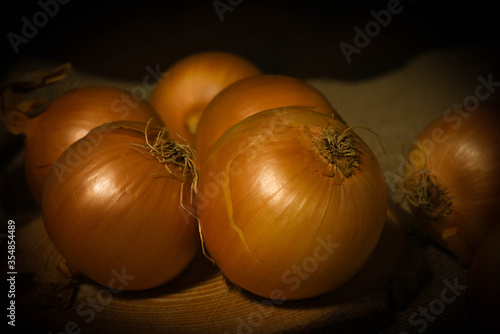 onions on a black background