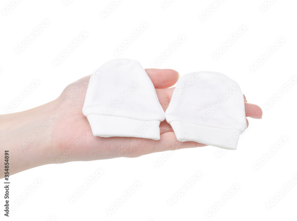 Obraz premium baby cotton gloves cloth on white background isolation