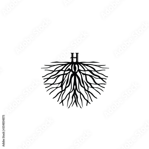 illustration letter H on root logo vector