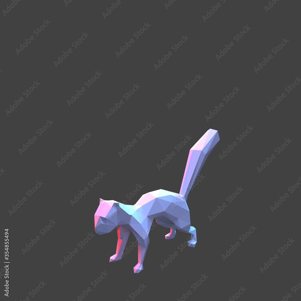 Obraz premium squirrel 3d low poly graphic illustration of wildlife animal that is isolated, colorful, background design geometric concept style icon mammal origami paper folded triangle silhouette magic shape