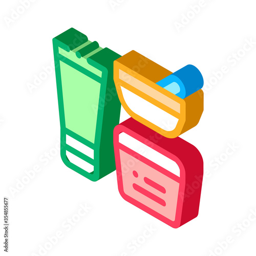 Cosmetic Container Tube Icon Vector. Isometric Cosmetic Container Tube sign. color isolated symbol illustration