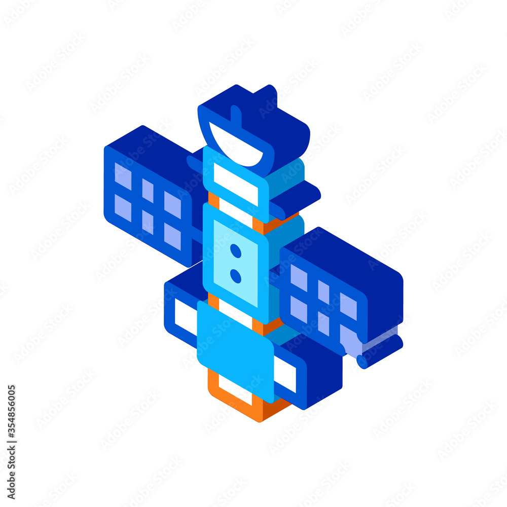 Fototapeta premium Space Satellite Station Icon Vector. Isometric Space Satellite Station sign. color isolated symbol illustration