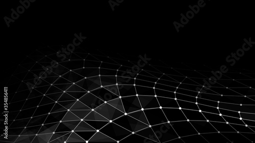Vector polygonal space. Connection dots and lines structure. Digital background. Triangular business wallpaper.