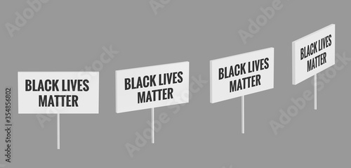 Vector banner on stick. Black lives matter