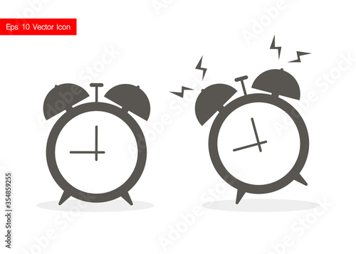 WAKE UP! Alarm clock icon on white background. Vector.