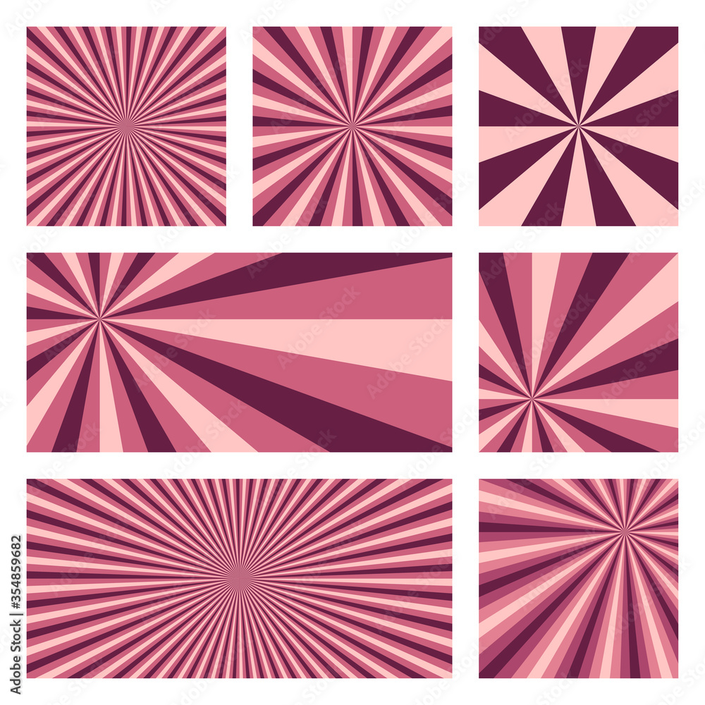 Amazing sunburst background collection. Abstract covers with radial rays. Charming vector illustration. Amazing sunburst background collection. Abstract covers with radial rays. Charming vector illustration.