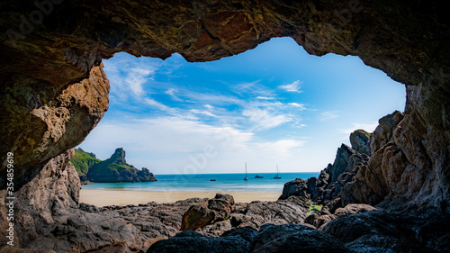 Cave beach and rocks Guernsey photo