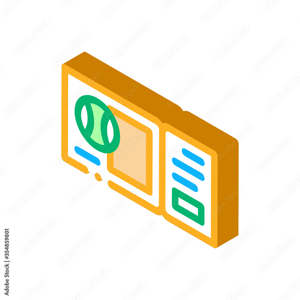 Ticket On Match Icon Vector. Isometric Ticket On Match sign. color isolated symbol illustration