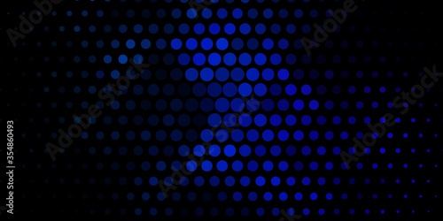 Dark BLUE vector layout with circle shapes. Abstract decorative design in gradient style with bubbles. Pattern for business ads.