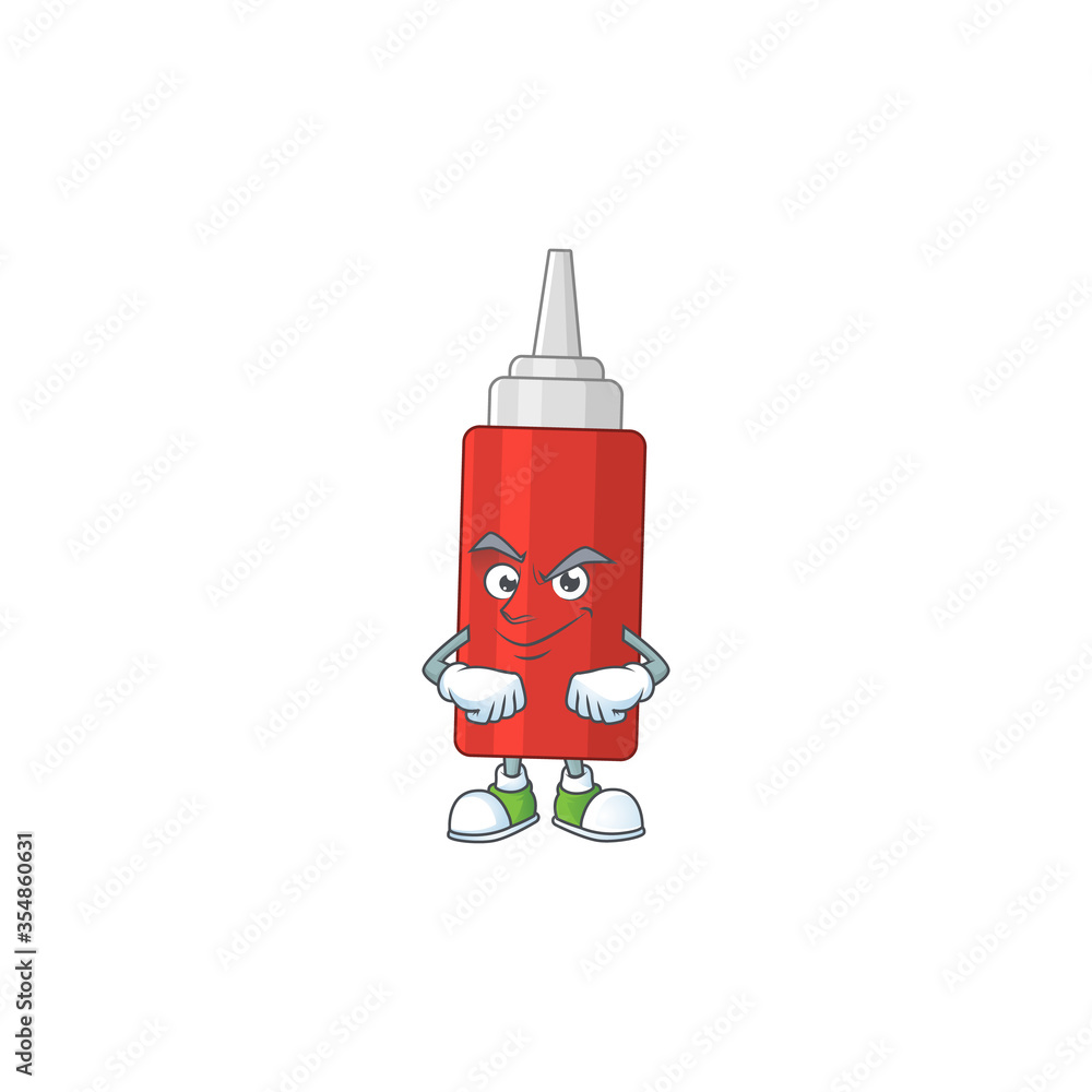 Sauce bottle cartoon character design with sneaky face Sauce bottle cartoon character design with sneaky face