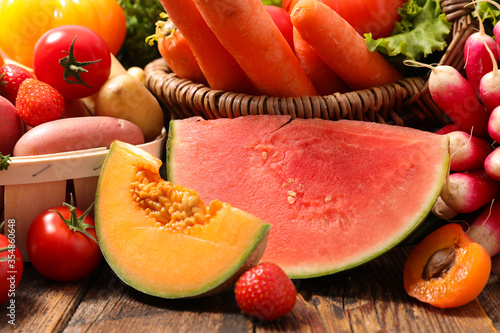 melon, watermelon, fruit and vegetable