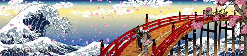 神奈川沖浪裏＆見物客＆桜　ロングバージョン	

