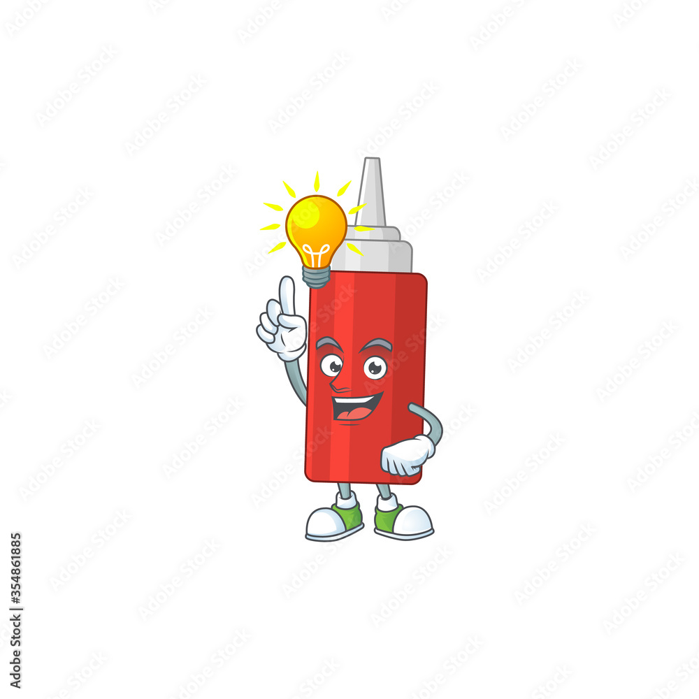 A brilliance sauce bottle cartoon design concept have an idea A brilliance sauce bottle cartoon design concept have an idea