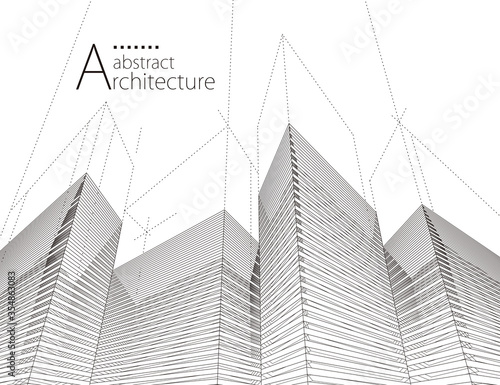 Architecture building construction perspective design abstract background.