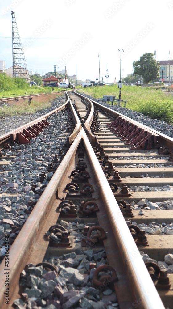 Fototapeta premium Rail routes in Nakhon Pathom province, central region of Thailand