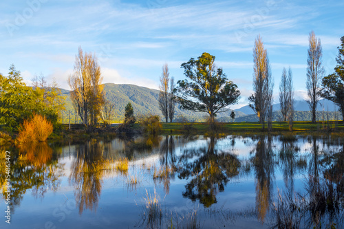 Fotografija Water Reflection at Boat Marina Te Anau, South Island, New Zealand