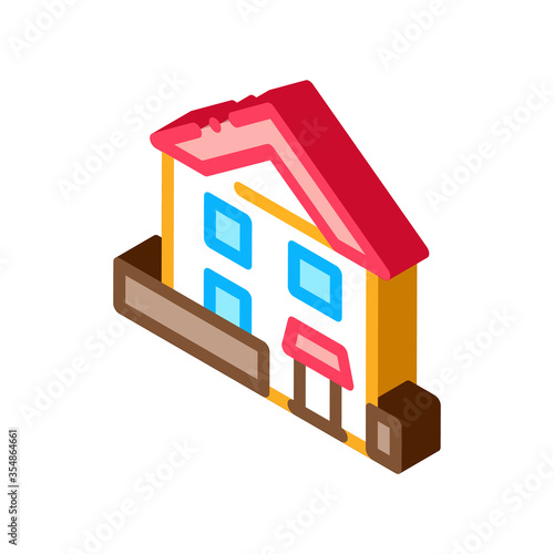 House Building Icon Vector. Isometric House Building sign. color isolated symbol illustration photo