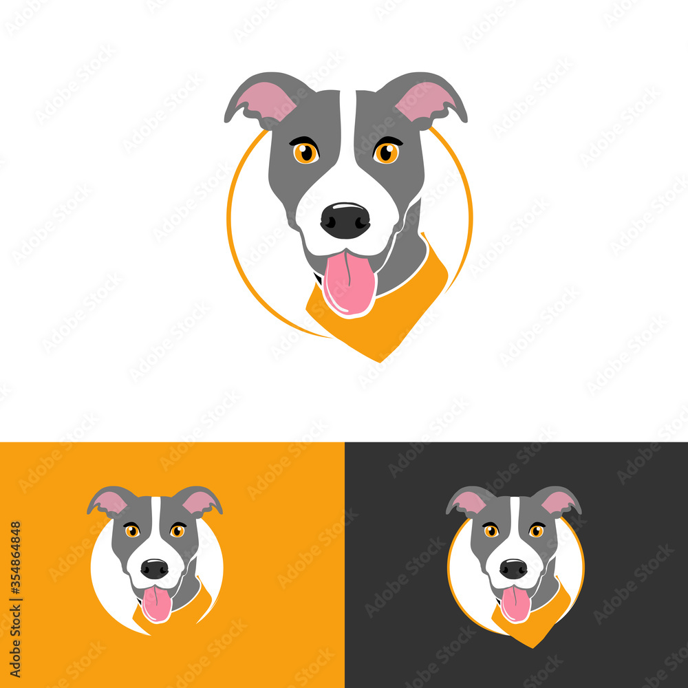 funny cartoon dog with open mouth logo. vector Stock Vector | Adobe Stock