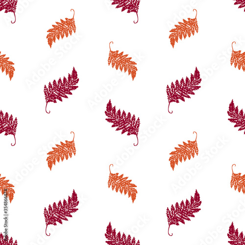 Seamless pattern of sketches autumn rowan leaves