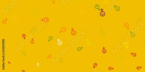 Light Green, Red vector pattern with feminism elements.