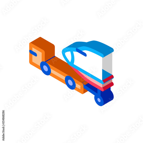 Plane Tow Truck Icon Vector. Isometric Plane Tow Truck sign. color isolated symbol illustration