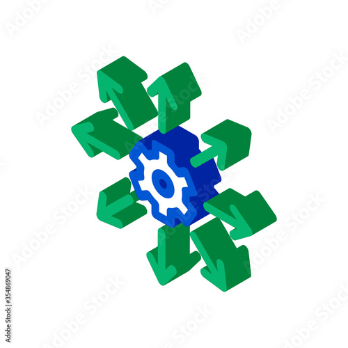Gear Arrows Icon Vector. Isometric Gear Arrows isometric sign. color isolated symbol illustration