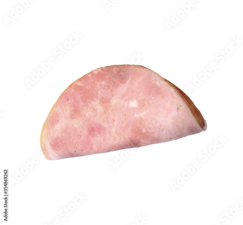 Slice of delicious ham isolated on white
