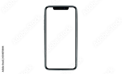 Black smartphone with blank screen isolated on white background. Mockup to showcasing mobile web-site design or screenshots your applications - Clipping Path 