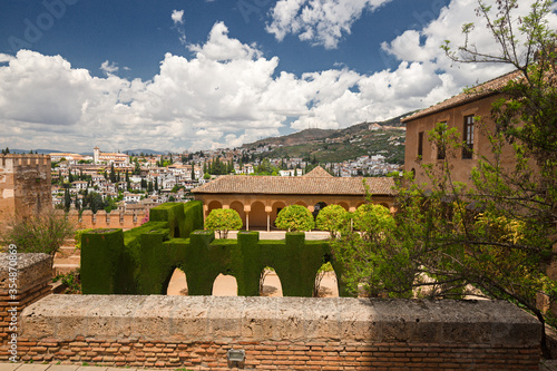 Panoramic view of the Alhambra in the city of Granada, Spain.