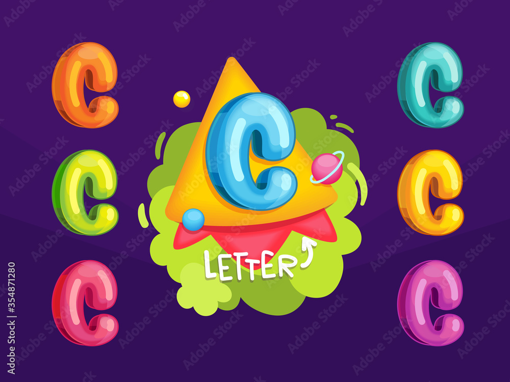 Cartoon letter C. Kids color illustration Stock Vector | Adobe Stock