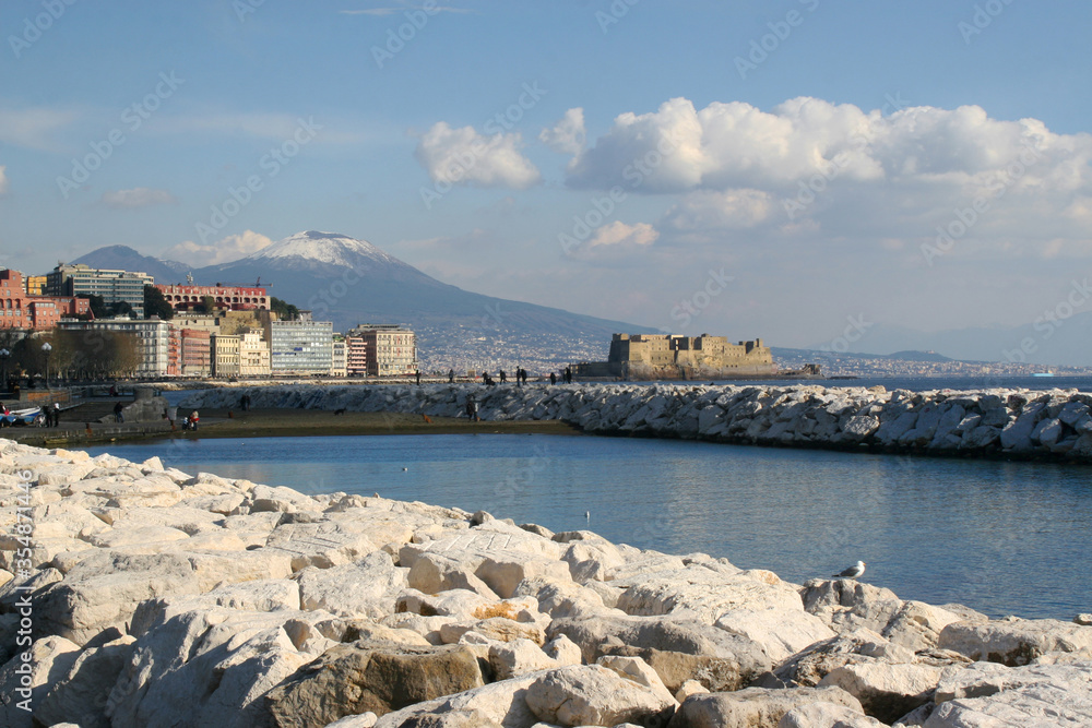 Landscape of Naples with Castel dell'Ovo and Vesuvius