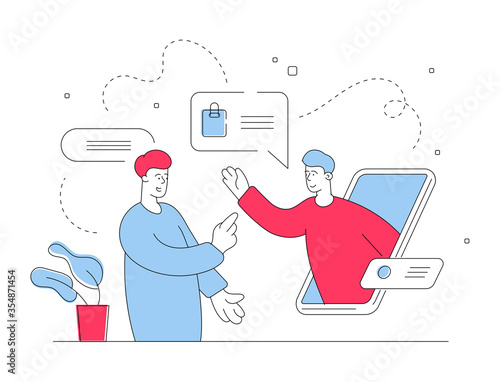Man chatting with support agent of online store