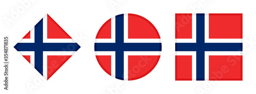 norway flag icon set. isolated on white background