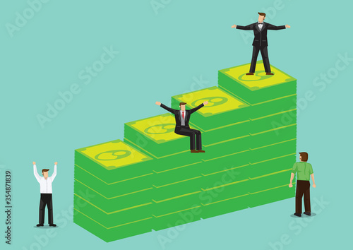 A group of businessman with lots of money. Concept of rich and wealth.