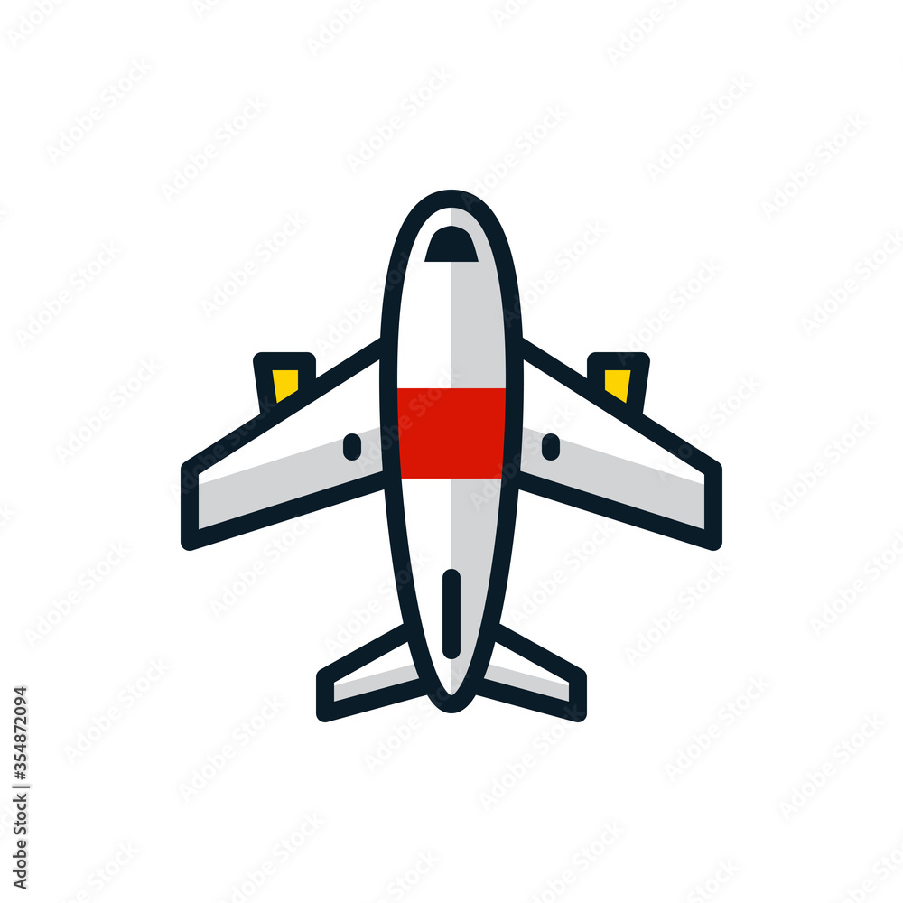 Fototapeta premium Plane filled outline icons. Vector illustration. Editable stroke. Isolated icon suitable for web, infographics, interface and apps.