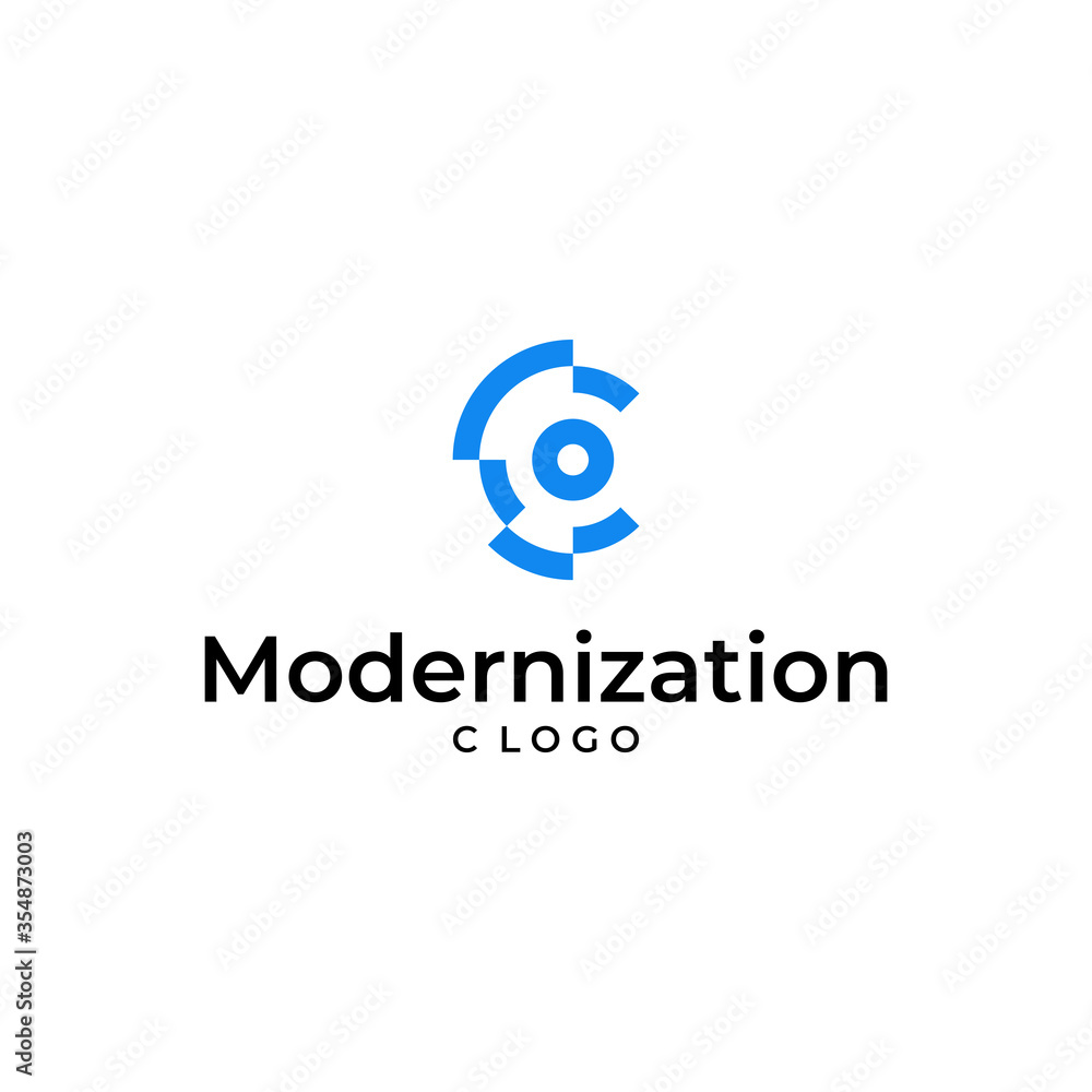 monogram logo design letter C with the concept of modernization