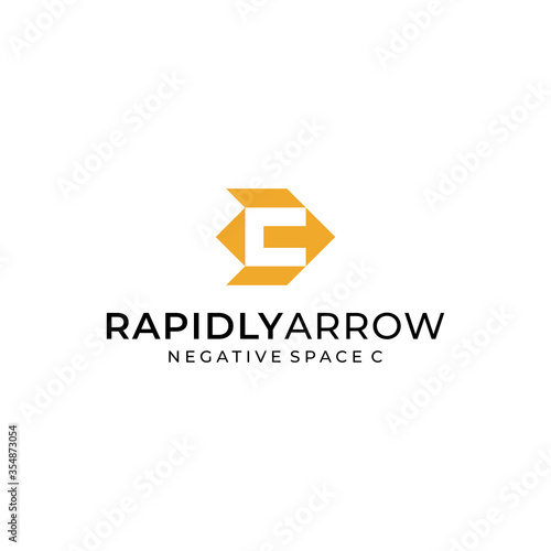 monogram logo design for the letter C with the arrow symbol of rapid growth