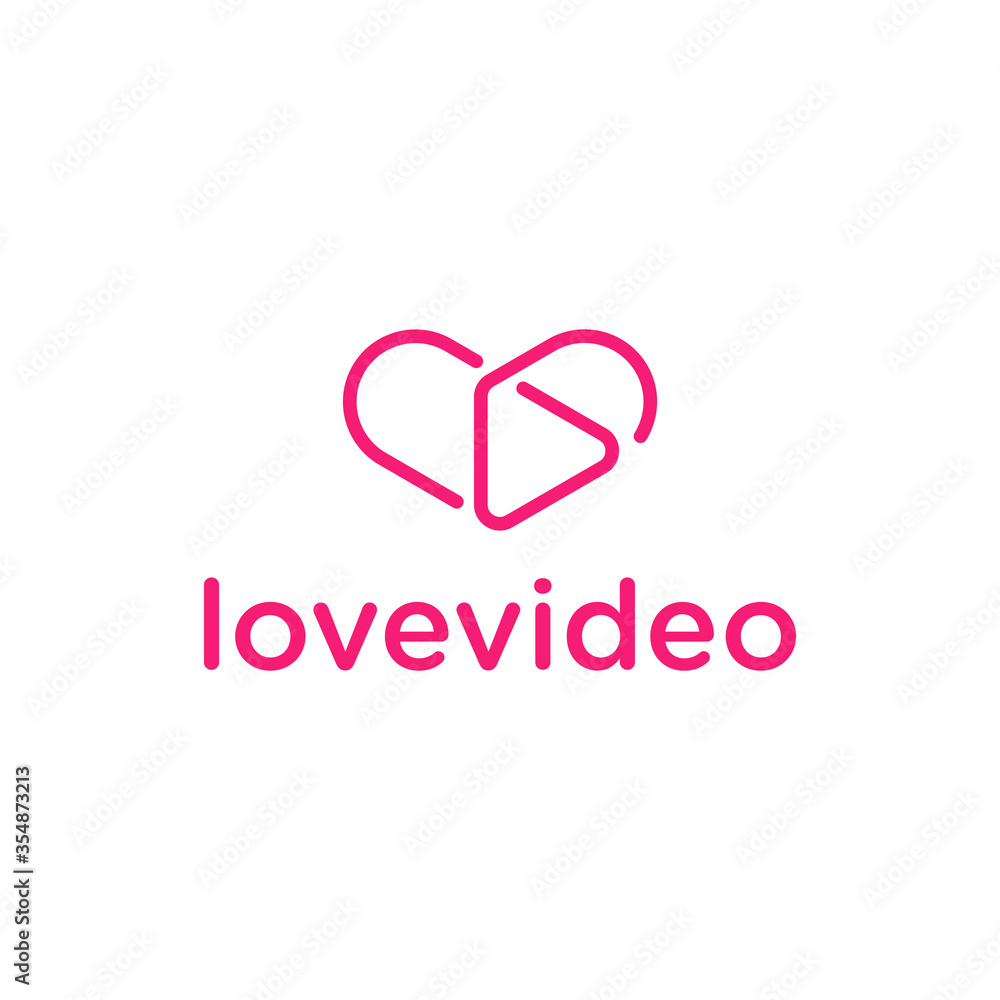 logo design streaming video with a symbol of love