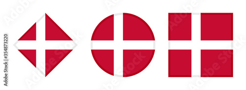 denmark flag icon set. isolated on white background