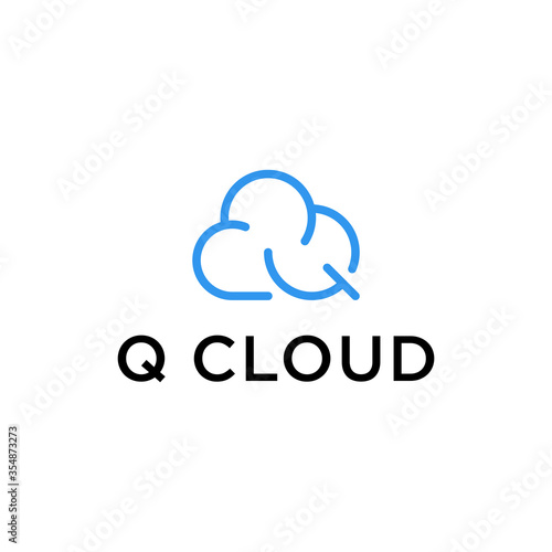logo design cloud combination with the letter Q